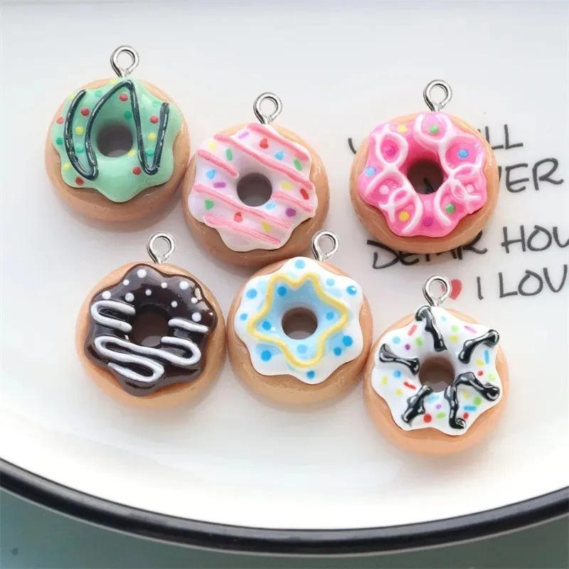 Women Bags Mini - 10 Buah Liontin Donat Resin Warna-warni