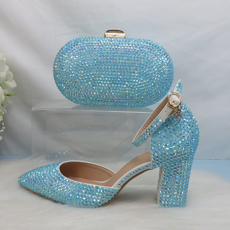 Women Bags New - Sepatu Pernikahan Ujung Lancip AB Biru