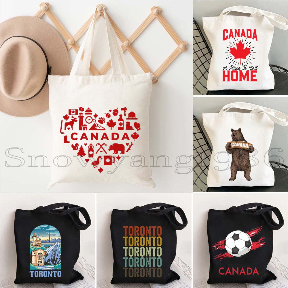 Women Bags In Canada - Tas Tote Kanvas Peta dan Bendera