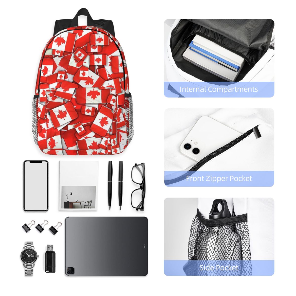 Women Bags In Canada - Ransel Pola Bendera Kanada Diskon Besar