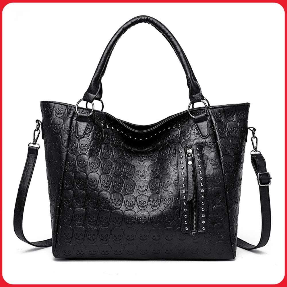 Women Bags Work - Tas Selempang Punk Skull Kulit PU