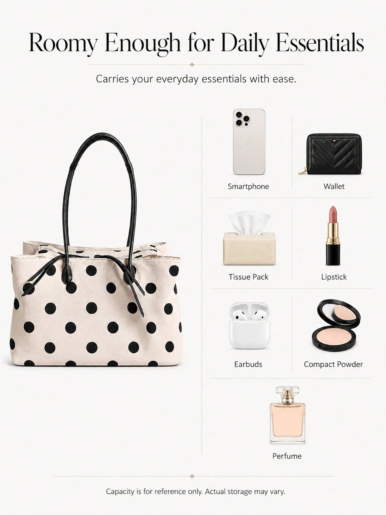 Tas Tote Linen Polka Dot Kapas - Women Bags Work ulasan dan harga